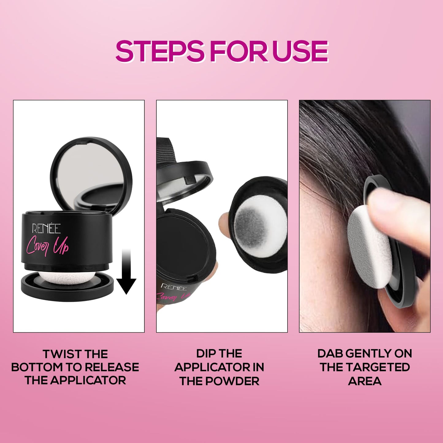 RENEE Cover Up Hair Powder- For Instant Grey Hair Coverage & Root Touch-Up, 4g