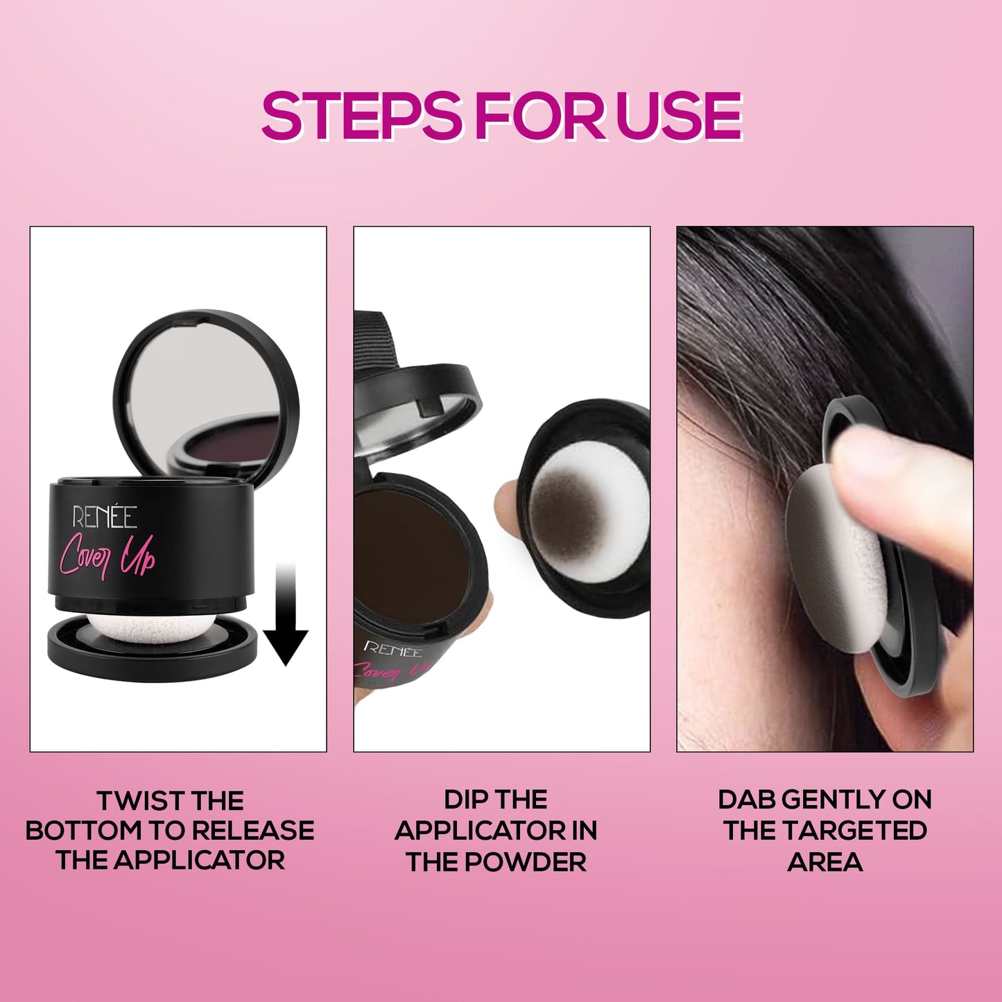 RENEE Cover Up Hair Powder- For Instant Grey Hair Coverage & Root Touch-Up, 4g
