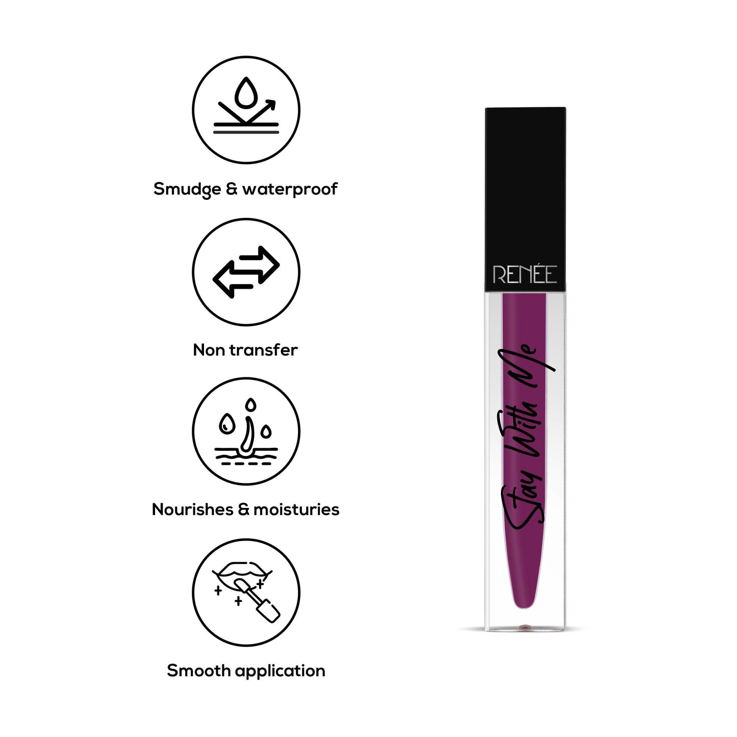 RENEE Stay With Me Non Transfer Matte Liquid Lip Color 5ml - Renee Cosmetics